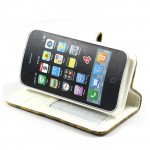 Wholesale iPhone 4S 4 Diamond Flip Leather Wallet Case (White)